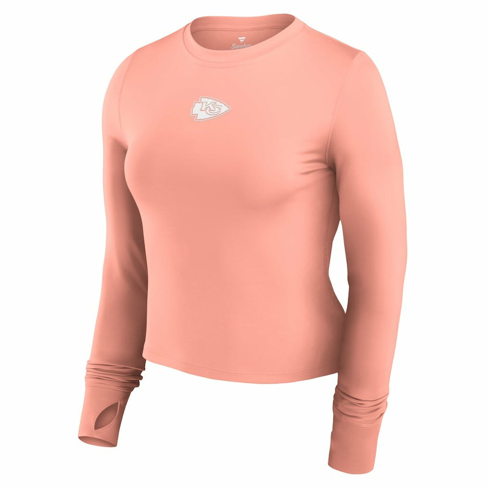 Kansas City Chiefs Women's Studio Fitted Long Sleeve Gym Top - Coral cheap