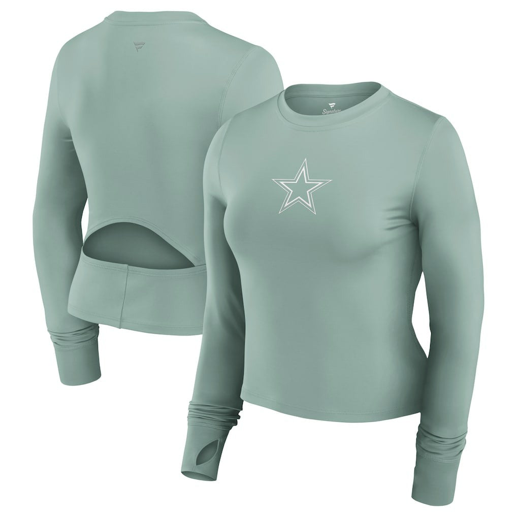 Dallas Cowboys Women's Studio Fitted Long Sleeve Gym Top - Green sale