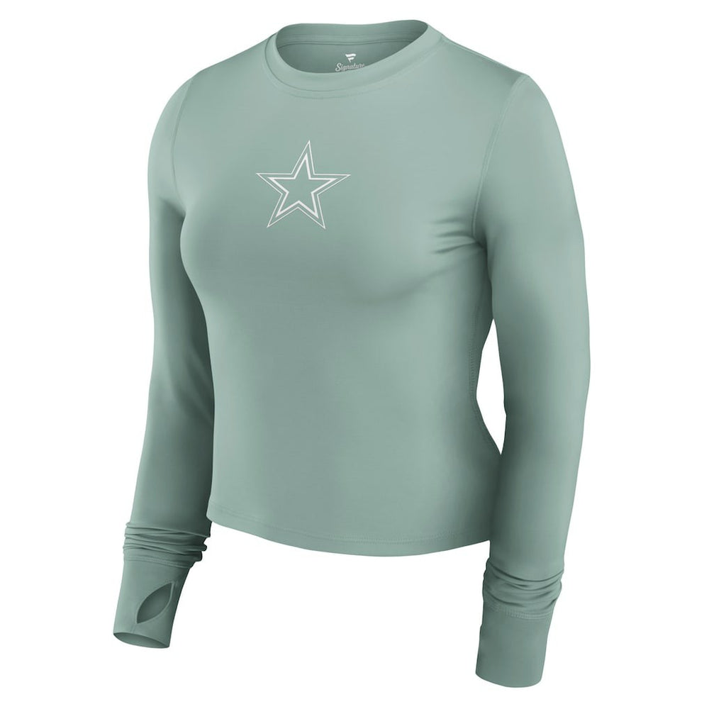 Dallas Cowboys Women's Studio Fitted Long Sleeve Gym Top - Green sale
