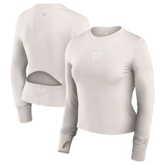 Pittsburgh Steelers Women's Studio Fitted Long Sleeve Gym Top - White sale