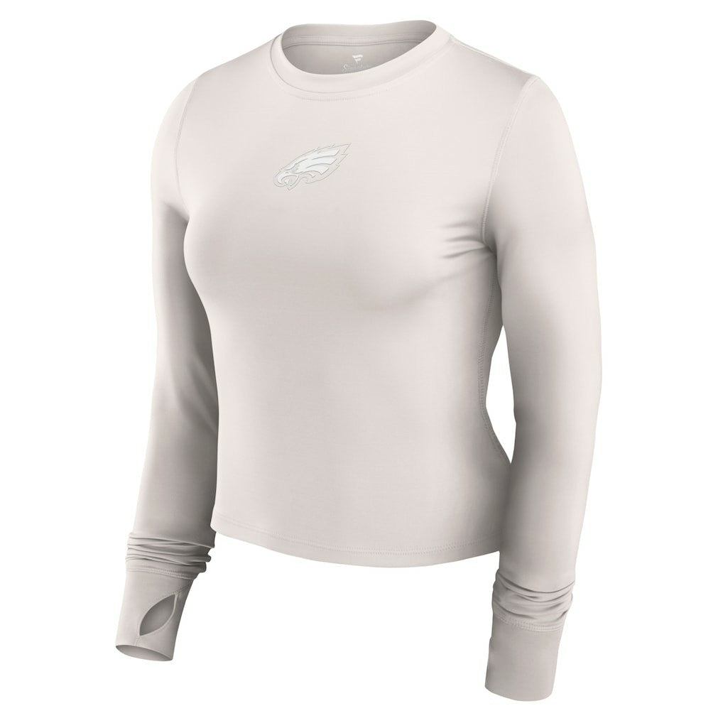 Philadelphia Eagles Women's Studio Fitted Long Sleeve Gym Top - White outlet