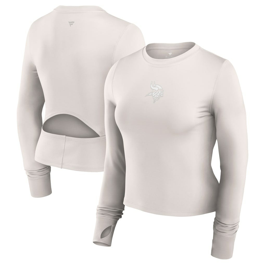 Minnesota Vikings Women's Studio Fitted Long Sleeve Gym Top - White sale