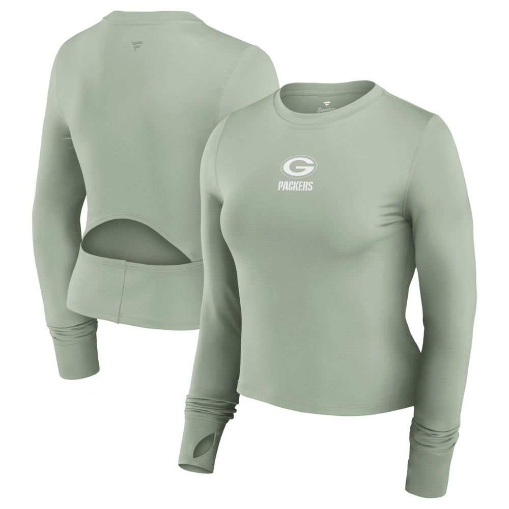 Green Bay Packers Women's Studio Fitted Long Sleeve Gym Top - Green sale