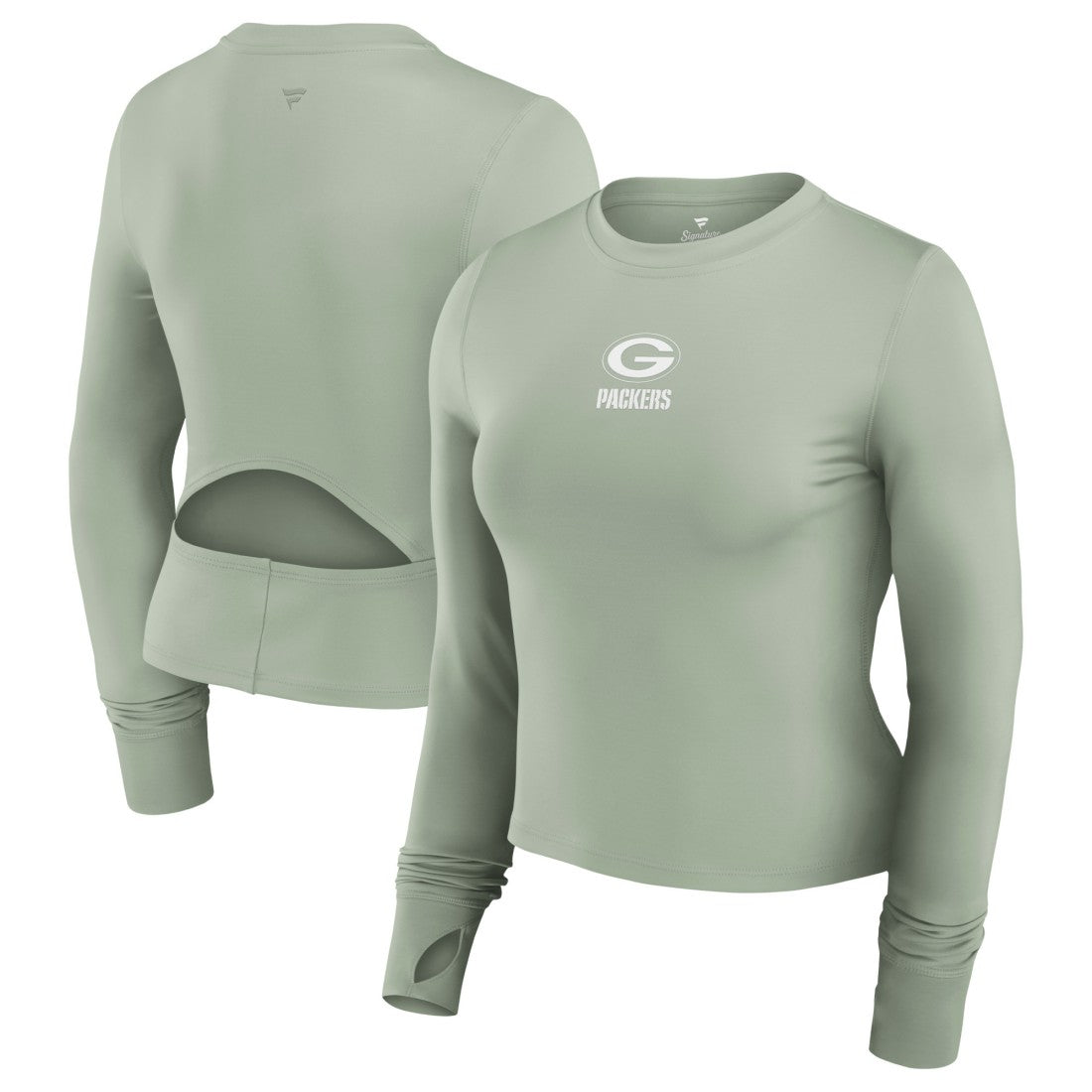 Green Bay Packers Women's Studio Fitted Long Sleeve Gym Top - Green sale