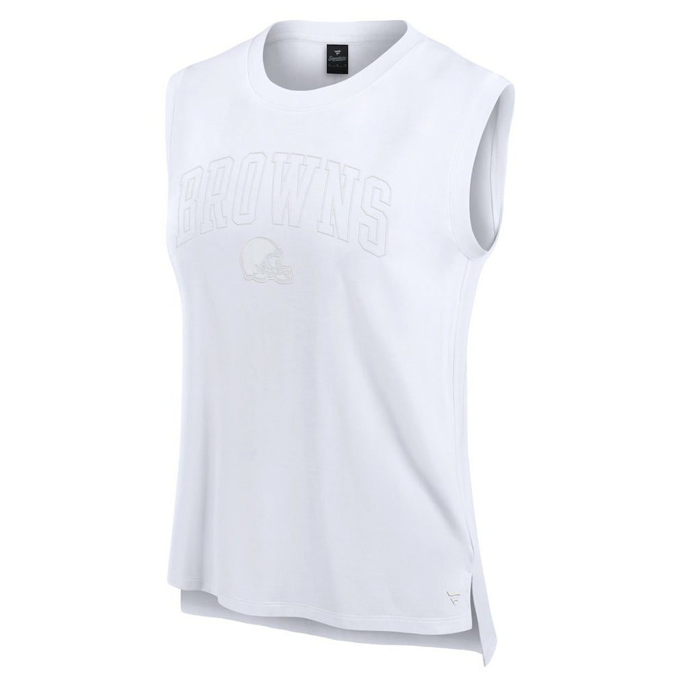 Cleveland Browns Women's Studio Gym Tank Top - White on sale