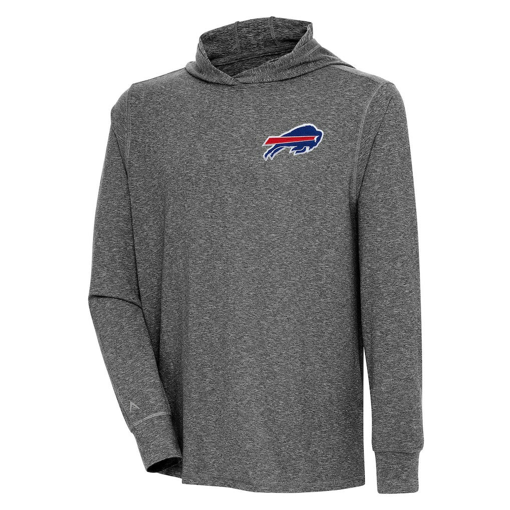 Buffalo Bills Antigua Saga Long Sleeve Hoodie T-Shirt - Heather Black on sale