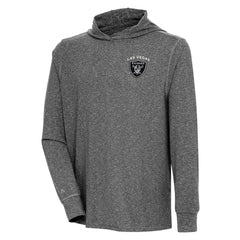 Las Vegas Raiders Antigua Saga Long Sleeve Hoodie T-Shirt - Heather Black on sale