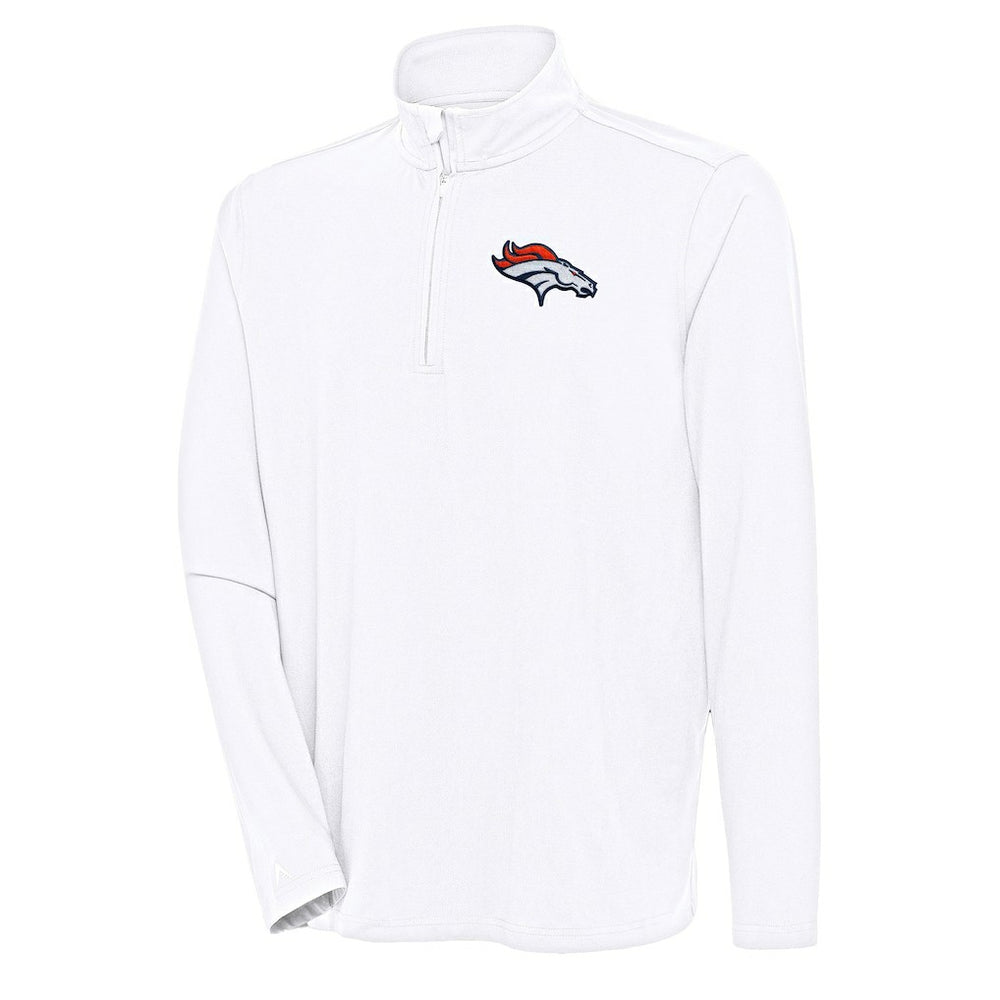 Denver Broncos Antigua Hunk Quarter-Zip Pullover Top - White for sale