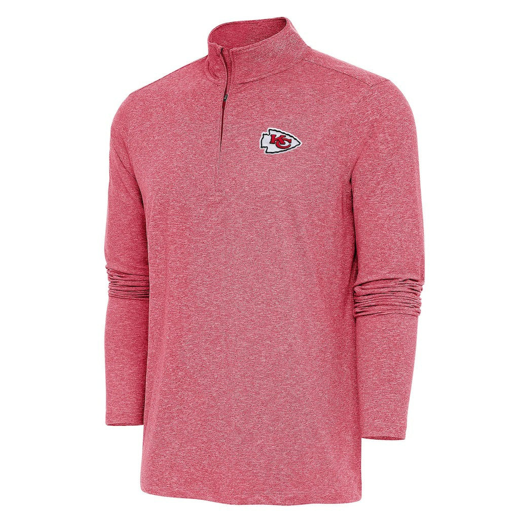 Kansas City Chiefs Antigua Hunk Quarter-Zip Pullover Top - Heather Red outlet