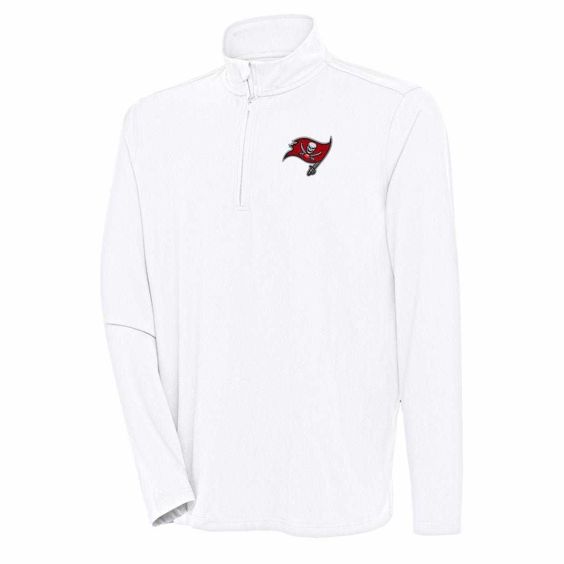 Tampa Bay Buccaneers Antigua Hunk Quarter-Zip Pullover Top - White for sale
