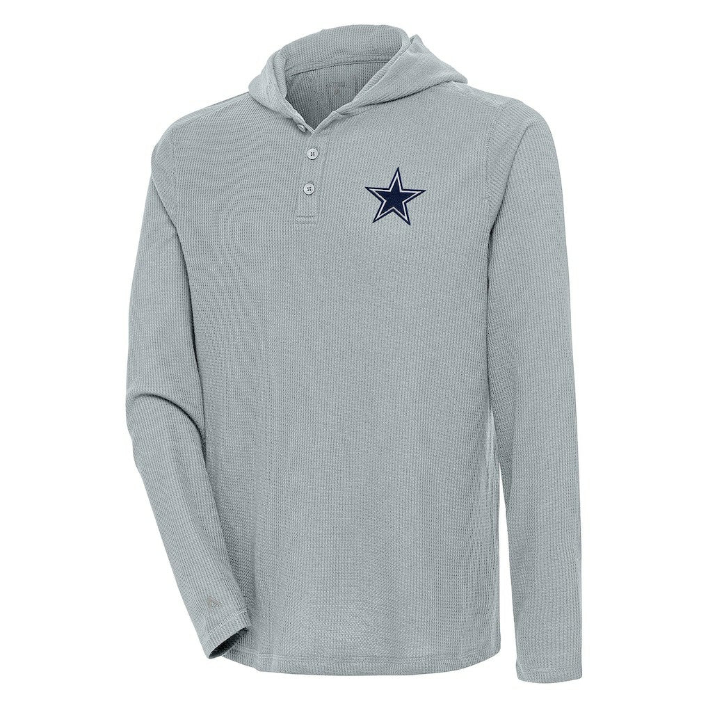 Dallas Cowboys Antigua Strong Hold Long Sleeve Henley Hoodie T-Shirt - Gray on sale