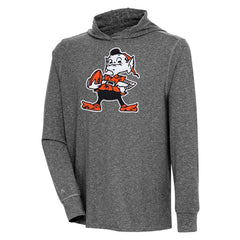 Cleveland Browns Antigua Saga Long Sleeve Hoodie T-Shirt - Heather Black cheap