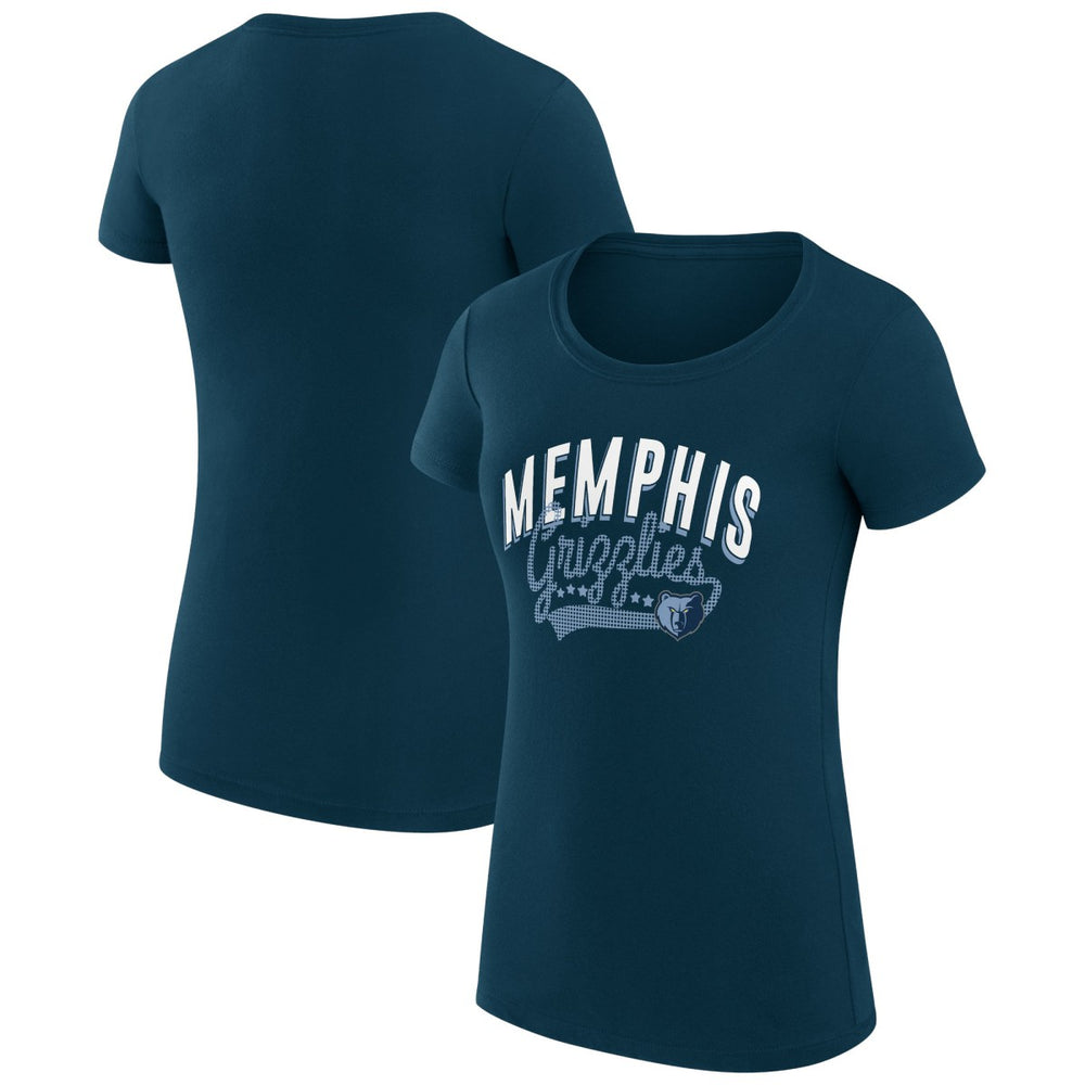 Memphis Grizzlies G-III 4Her by Carl Banks Women's Super-Slim Fit Lightweight Filigree Logo T-Shirt - Navy outlet