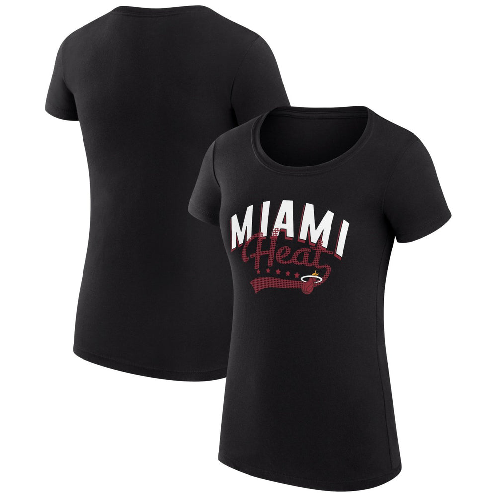 Miami Heat G-III 4Her by Carl Banks Women's Super-Slim Fit Lightweight Filigree Logo T-Shirt - Black shop