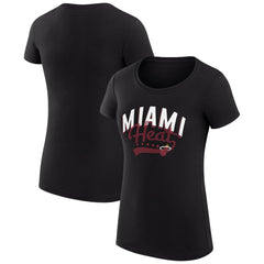 Miami Heat G-III 4Her by Carl Banks Women's Super-Slim Fit Lightweight Filigree Logo T-Shirt - Black shop