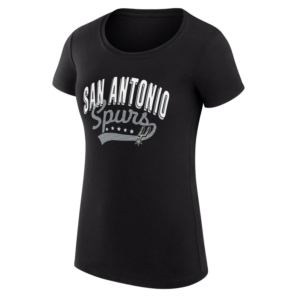 San Antonio Spurs G-III 4Her by Carl Banks Women's Super-Slim Fit Lightweight Filigree Logo T-Shirt - Black on sale