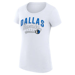 Dallas Mavericks G-III 4Her by Carl Banks Women's Super-Slim Fit Lightweight Filigree Logo T-Shirt - White on sale