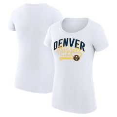 Denver Nuggets G-III 4Her by Carl Banks Women's Super-Slim Fit Lightweight Filigree Logo T-Shirt - White outlet
