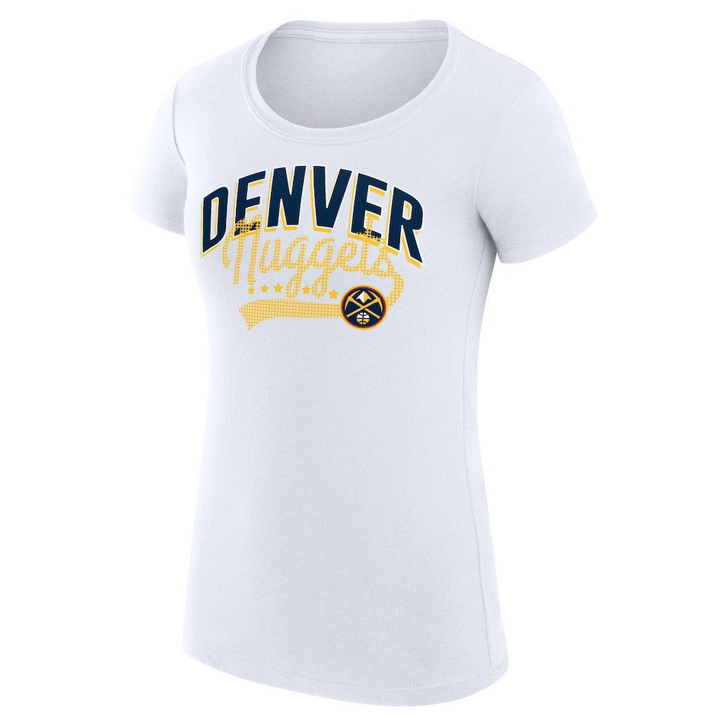 Denver Nuggets G-III 4Her by Carl Banks Women's Super-Slim Fit Lightweight Filigree Logo T-Shirt - White outlet