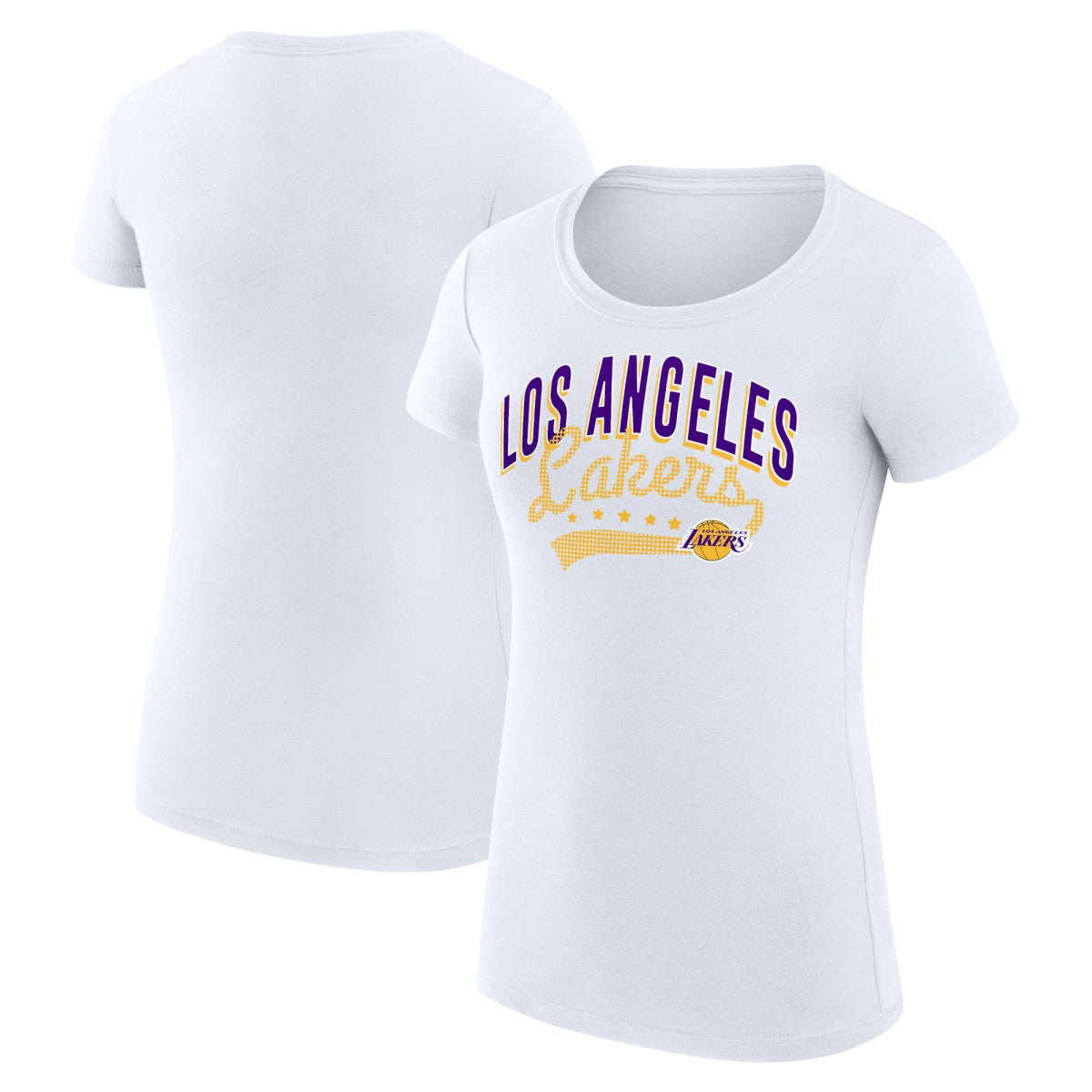 Los Angeles Lakers G-III 4Her by Carl Banks Women's Super-Slim Fit Lightweight Filigree Logo T-Shirt - White discount