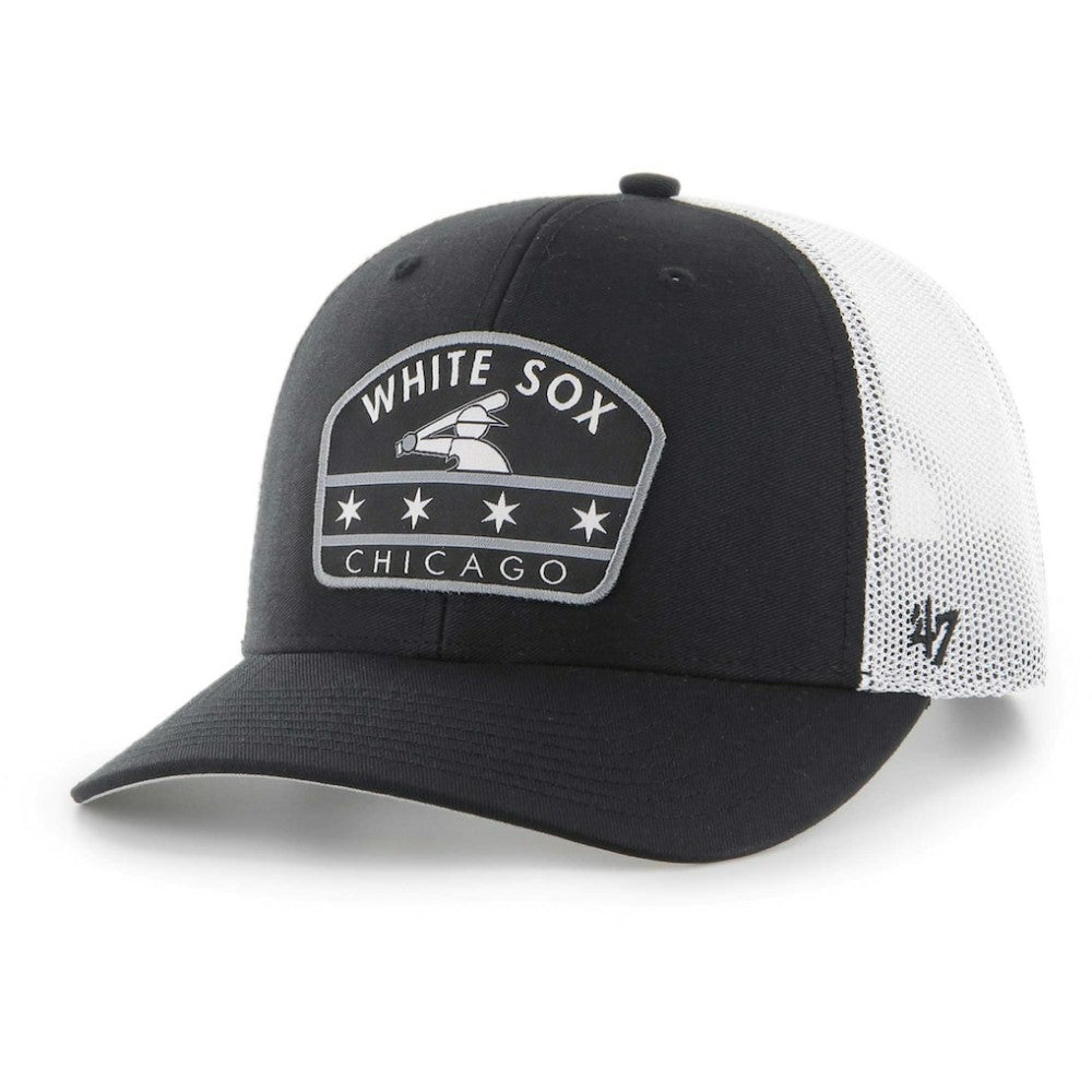 Chicago White Sox Retro Region Patch Trucker Adjustable Hat Black