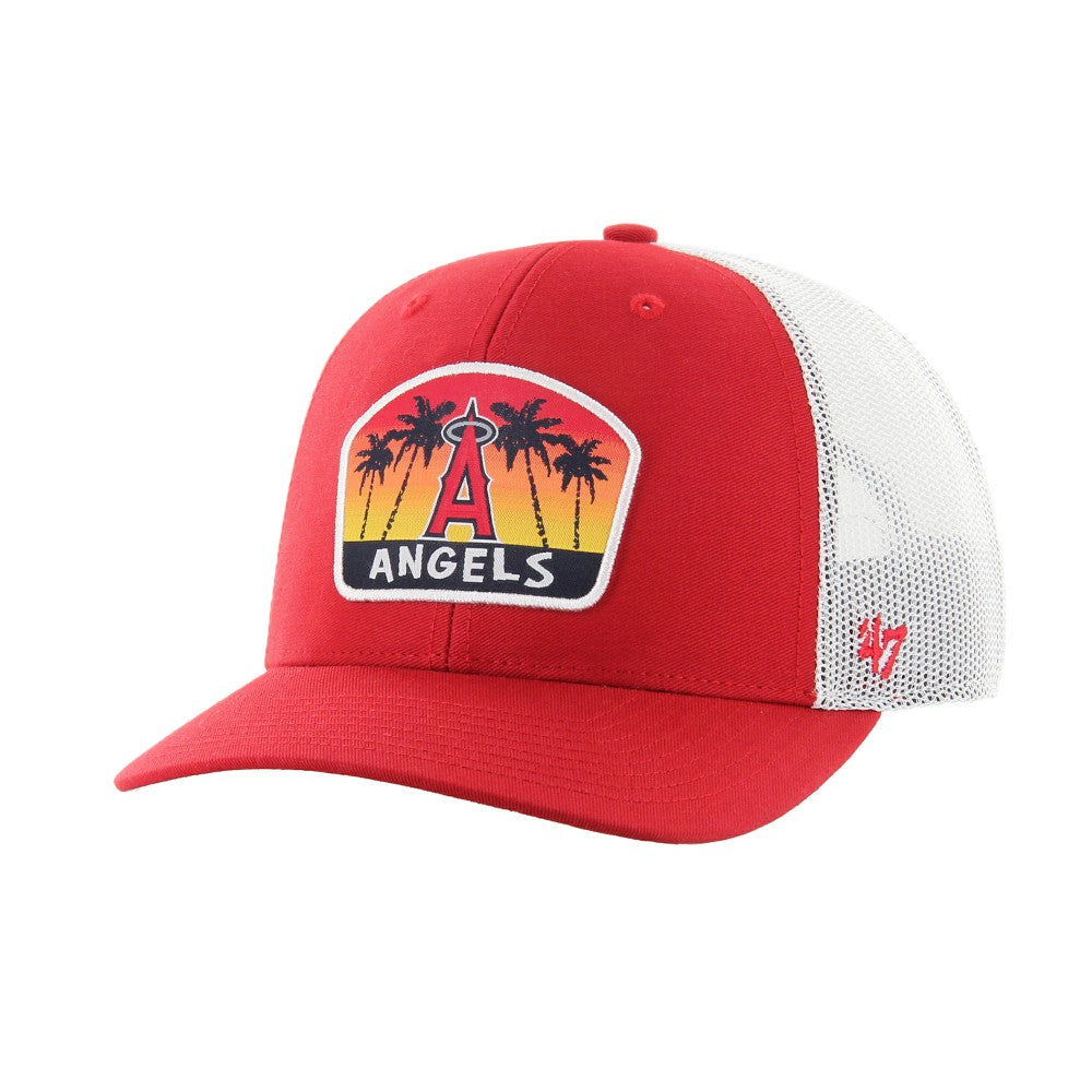 Los Angeles Angels Retro Region Patch Trucker Adjustable Hat Red