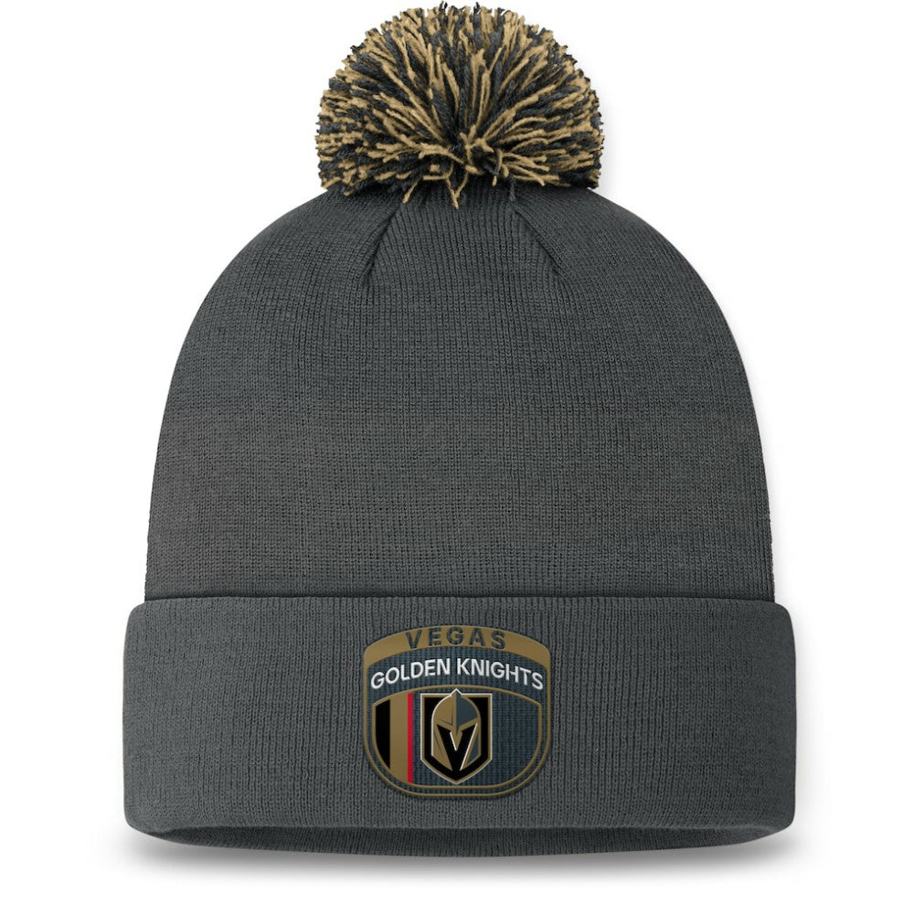 Vegas Golden Knights Fanatics 2024 NHL Draft Cuffed Knit Hat with Pom - Charcoal Hats