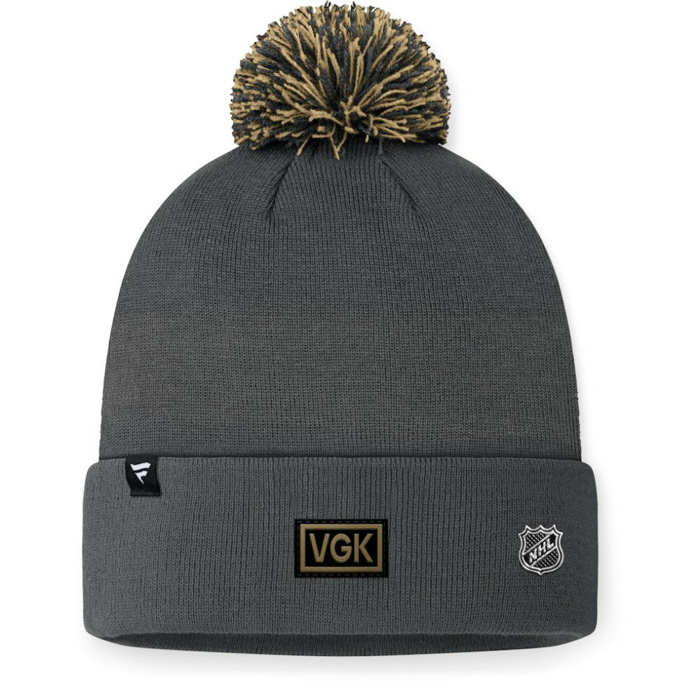 Vegas Golden Knights Fanatics 2024 NHL Draft Cuffed Knit Hat with Pom - Charcoal Hats