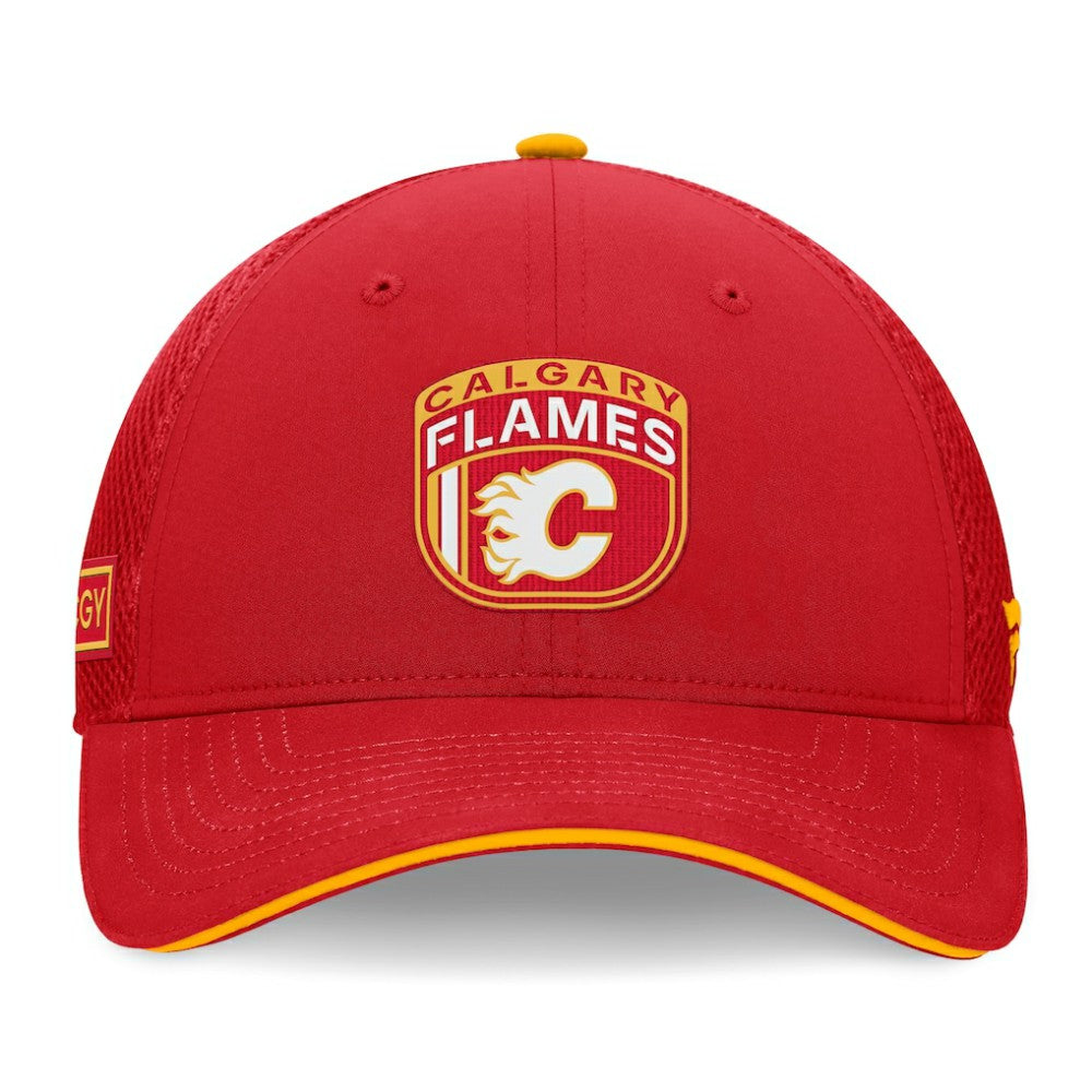 Calgary Flames Fanatics 2024 NHL Draft On Stage Trucker Adjustable Hat - Red Hats