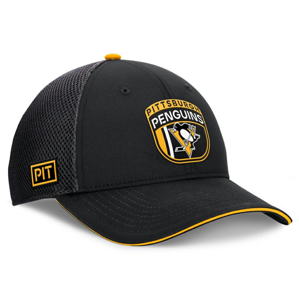 Pittsburgh Penguins Fanatics 2024 NHL Draft On Stage Trucker Adjustable Hat - Black Hats