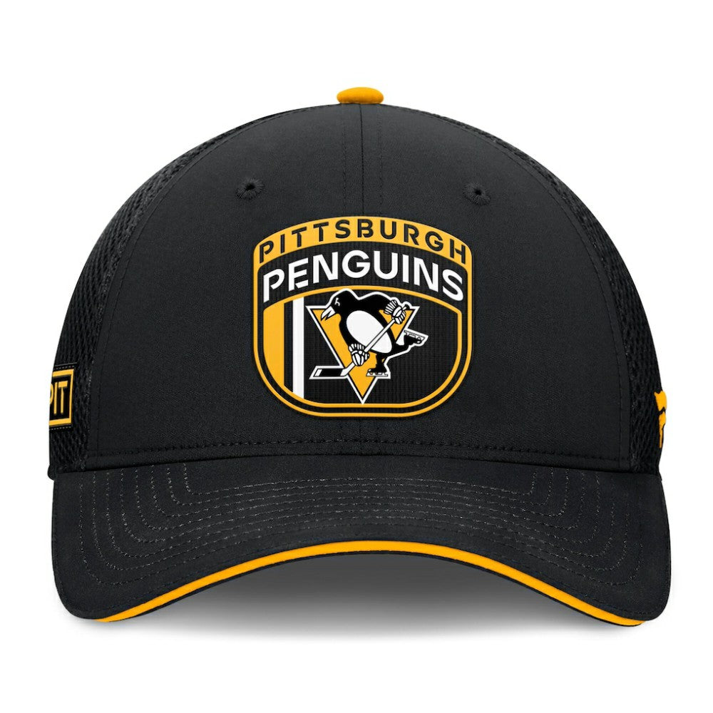 Pittsburgh Penguins Fanatics 2024 NHL Draft On Stage Trucker Adjustable Hat - Black Hats