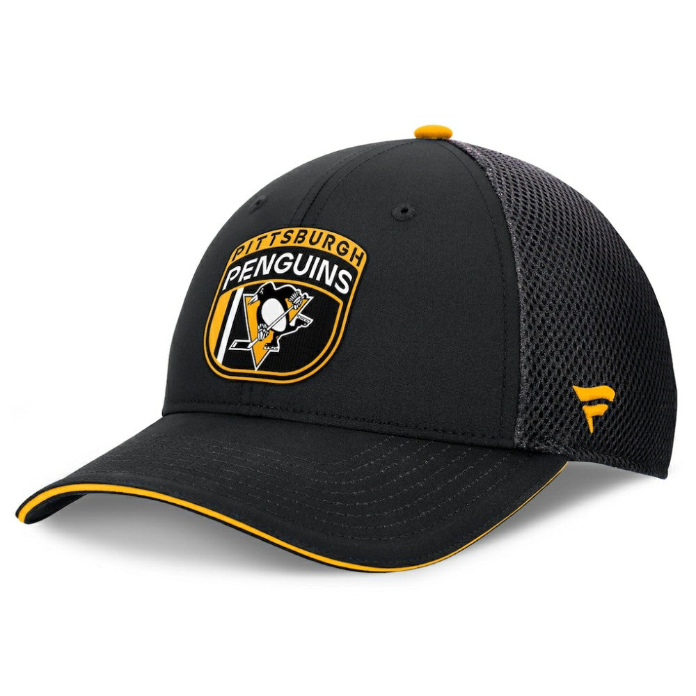 Pittsburgh Penguins Fanatics 2024 NHL Draft On Stage Trucker Adjustable Hat - Black Hats