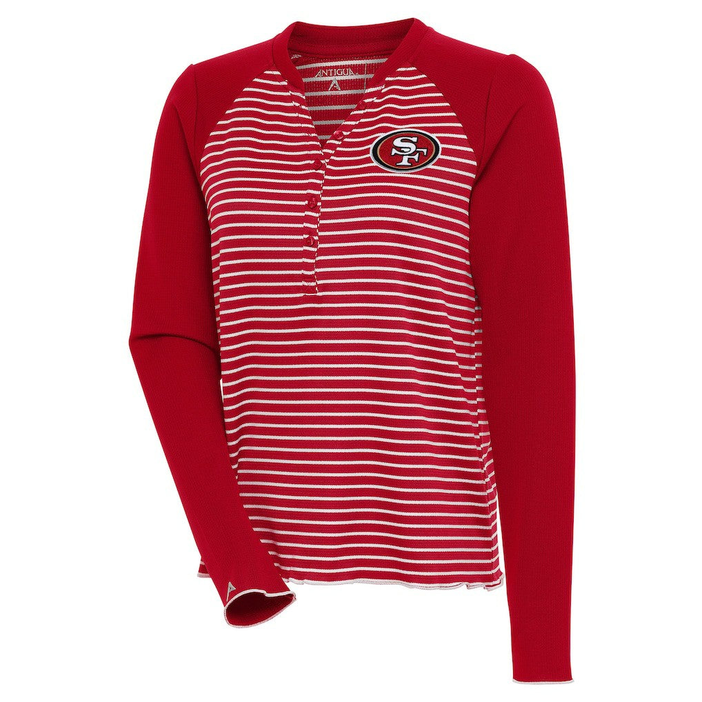 San Francisco 49ers Antigua Women's Maverick Long Sleeve Henley T-Shirt - Scarlet discount