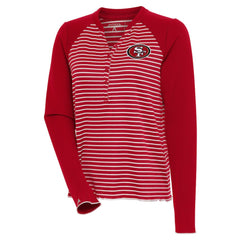 San Francisco 49ers Antigua Women's Maverick Long Sleeve Henley T-Shirt - Scarlet discount