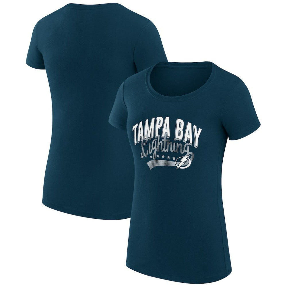 Tampa Bay Lightning G-III 4Her by Carl Banks Women's Super-Slim Fit Lightweight Filigree Logo T-Shirt – Navy T-shirts