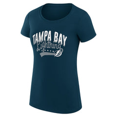 Tampa Bay Lightning G-III 4Her by Carl Banks Women's Super-Slim Fit Lightweight Filigree Logo T-Shirt – Navy T-shirts