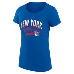 New York Rangers G-III 4Her by Carl Banks Women's Super-Slim Fit Lightweight Filigree Logo T-Shirt – Blue T-shirts