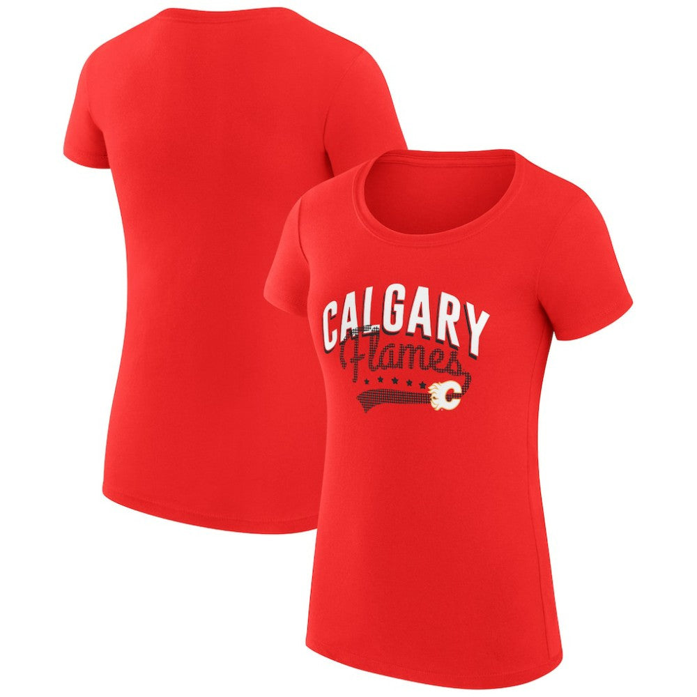 Calgary Flames G-III 4Her by Carl Banks Women's Super-Slim Fit Lightweight Filigree Logo T-Shirt – Red T-shirts