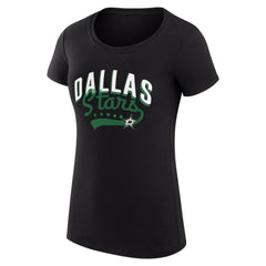 Dallas Stars G-III 4Her by Carl Banks Women's Super-Slim Fit Lightweight Filigree Logo T-Shirt – Black T-shirts