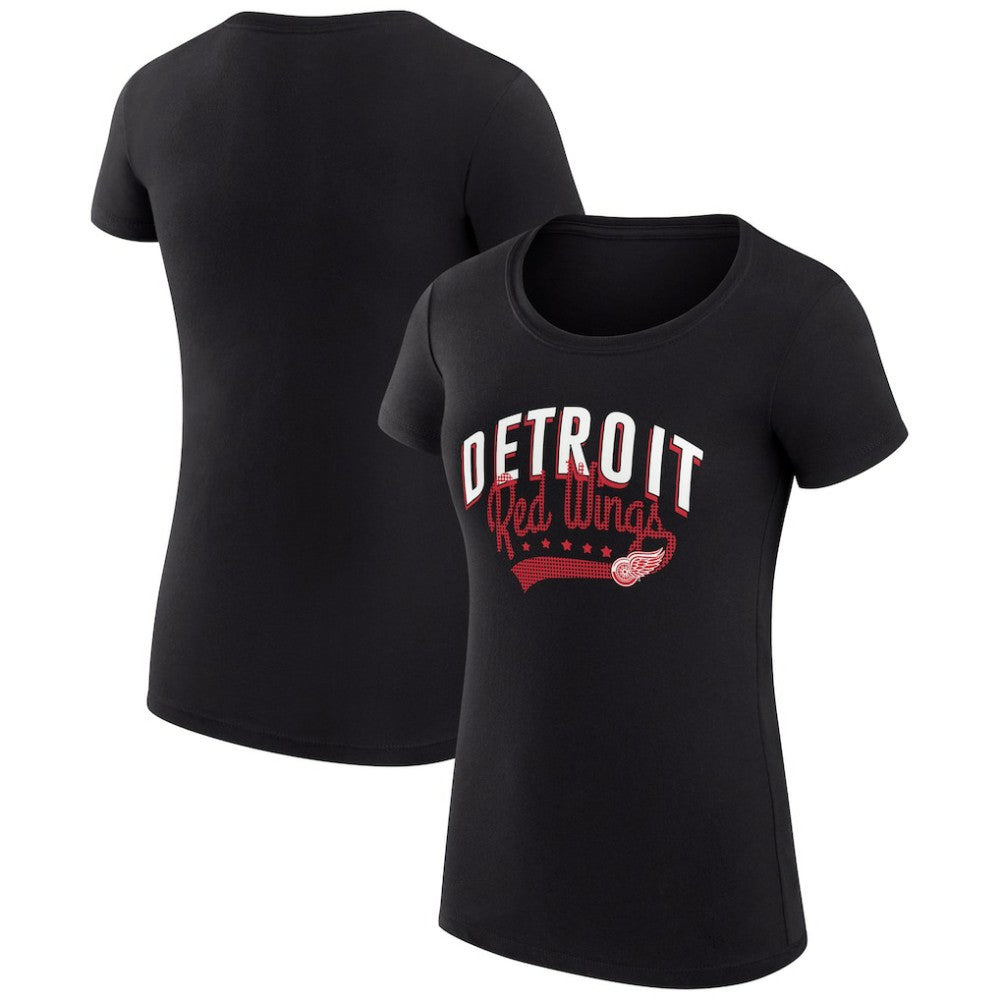 Detroit Red Wings G-III 4Her by Carl Banks Women's Super-Slim Fit Lightweight Filigree Logo T-Shirt – Black T-shirts