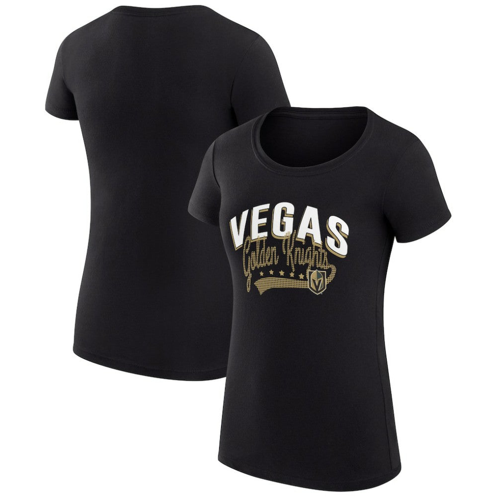 Vegas Golden Knights G-III 4Her by Carl Banks Women's Super-Slim Fit Lightweight Filigree Logo T-Shirt – Black T-shirts
