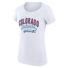 Colorado Avalanche G-III 4Her by Carl Banks Women's Super-Slim Fit Lightweight Filigree Logo T-Shirt – White T-shirts
