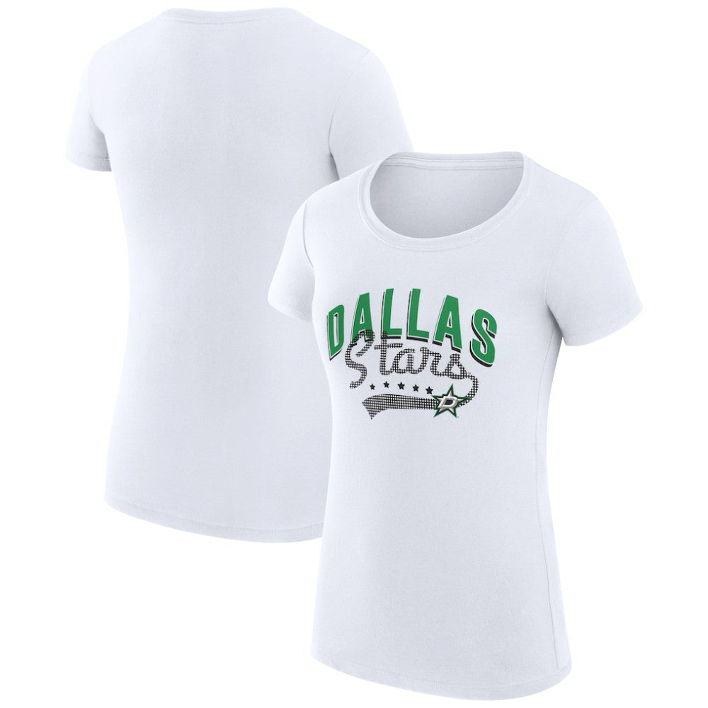 Dallas Stars G-III 4Her by Carl Banks Women's Super-Slim Fit Lightweight Filigree Logo T-Shirt – White T-shirts
