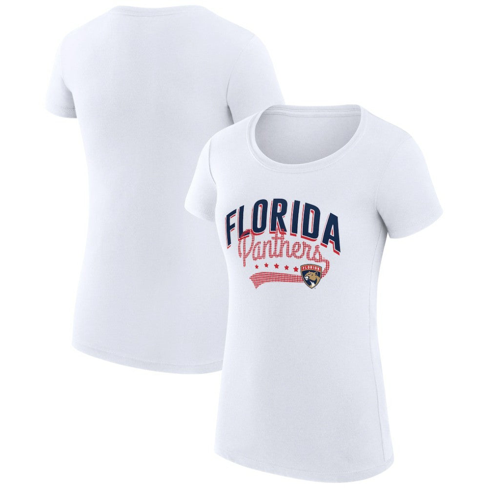 Florida Panthers G-III 4Her by Carl Banks Women's Super-Slim Fit Lightweight Filigree Logo T-Shirt – White T-shirts