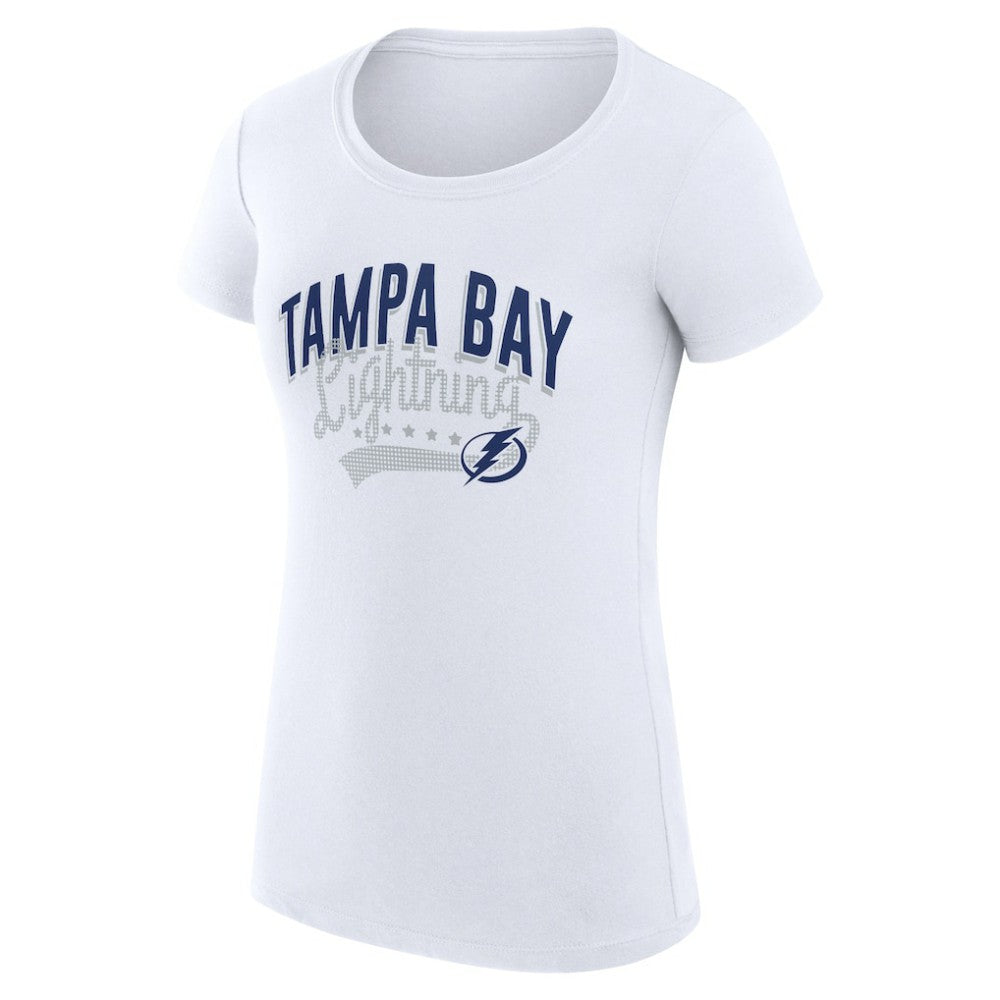 Tampa Bay Lightning G-III 4Her by Carl Banks Women's Super-Slim Fit Lightweight Filigree Logo T-Shirt – White T-shirts