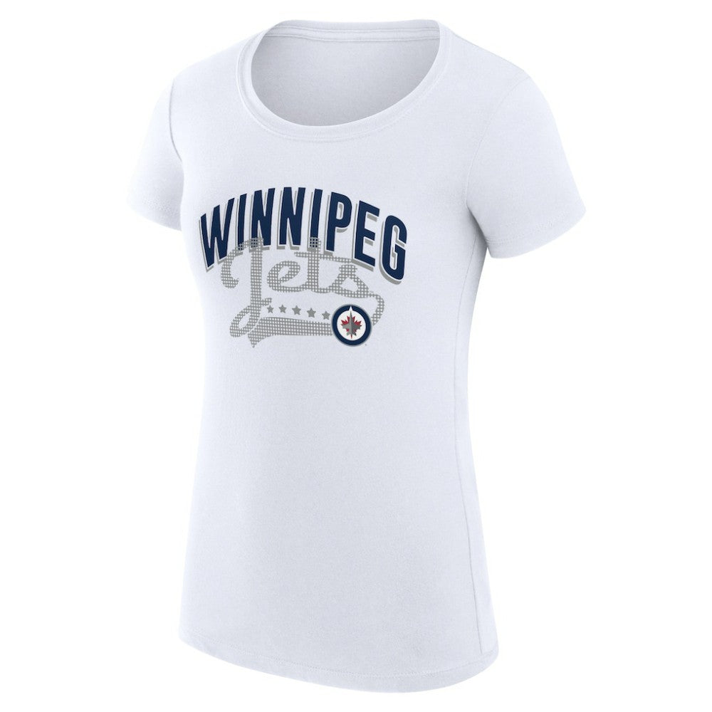 Winnipeg Jets G-III 4Her by Carl Banks Women's Super-Slim Fit Lightweight Filigree Logo T-Shirt – White T-shirts