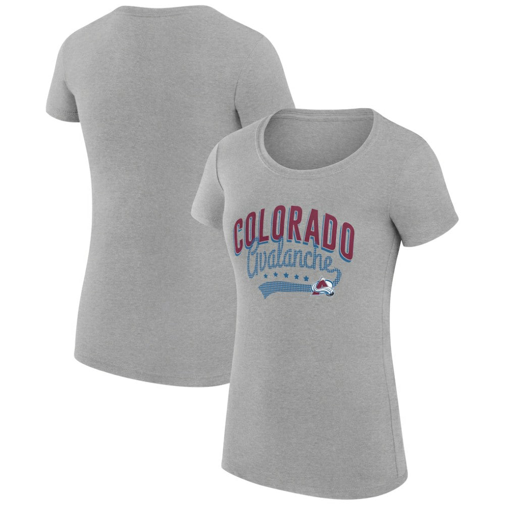 Colorado Avalanche G-III 4Her by Carl Banks Women's Super-Slim Fit Lightweight Filigree Logo T-Shirt – Gray T-shirts