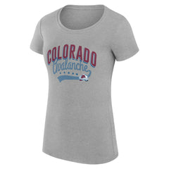 Colorado Avalanche G-III 4Her by Carl Banks Women's Super-Slim Fit Lightweight Filigree Logo T-Shirt – Gray T-shirts