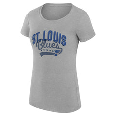 St. Louis Blues G-III 4Her by Carl Banks Women's Super-Slim Fit Lightweight Filigree Logo T-Shirt – Gray T-shirts