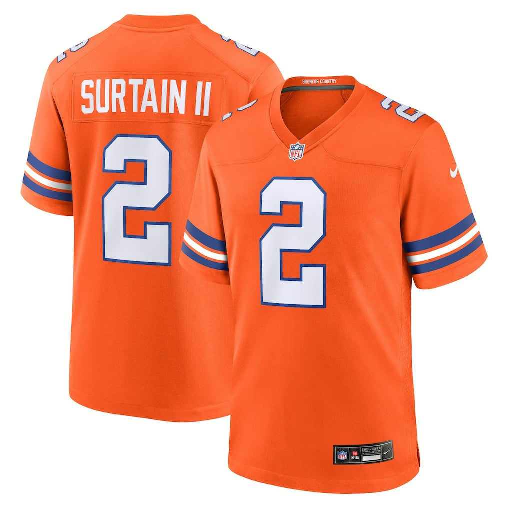 Patrick Surtain II Denver Broncos Mile High Collection 1977 Throwback Player Game Jersey - Orange sale